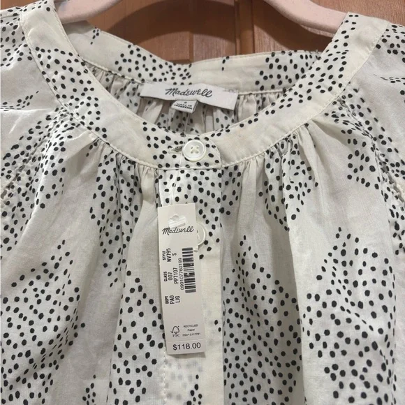 NWT! Madewell | Lighthouse Shirred Balloon-Sleeve Top in Geometric Print | S - Picture 4 of 7